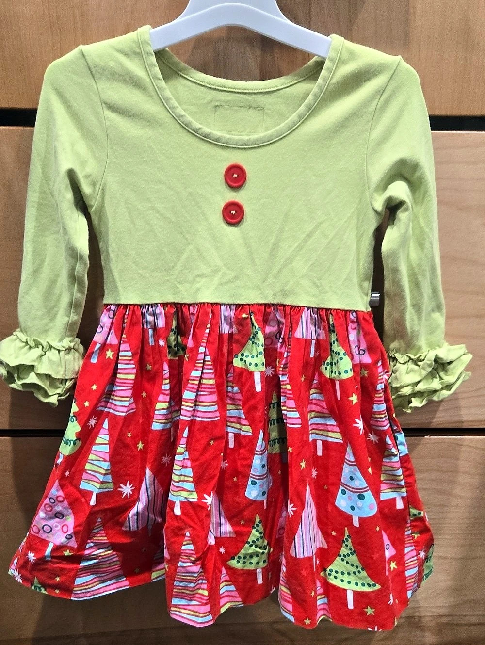 Rhonda Dress Christmas Tree Print Dress Girls 3-4